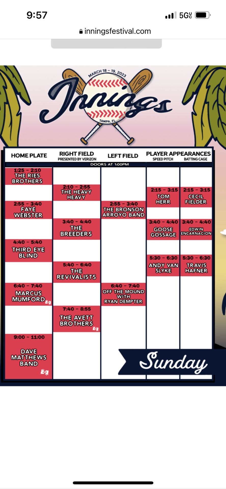 Innings Music Festival, Sunday General Admission Passes $100