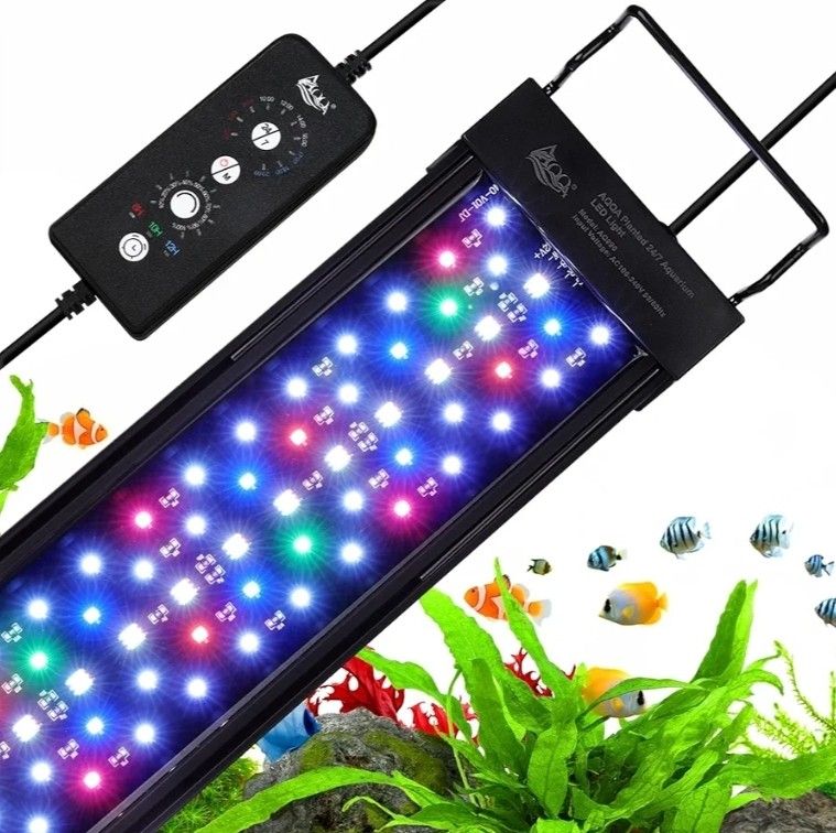 5901: LED Aquarium Light, 24/7 Mode IP68 Waterproof Extendable Bracket Fish Tank Light, DIY Mode Full Spectrum Aquarium Plant Light, Adjustable Timer/