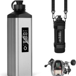 Portable Fishing Reel Battery,10000mAh 14.8V Professional Electric Fishing Reel Lithium Battery with Charger,Smart Digital Display,Saltwater-Resistant