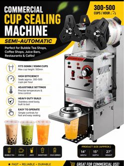 🔥 Commercial Cup Sealing Machine – Semi-Automatic 🔥  Perfect for Boba Tea Shops, Coffee Shops, Juice Bars, Restaurants & Cafés!  ✅ Fits 90mm / 95mm 