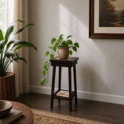 Vintage Two Tier Italy Tile & Wicker Rattan Plant Stand Side Accent Table Rare Free Shipping 