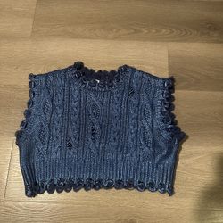 Zara Women’s  Blue Cropped Sweater Top