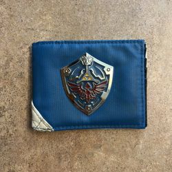 Legend Of Zelda Metal Hylian Shield Men's Blue Bi-Fold Wallet