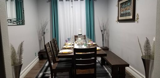 Elegant Dining Table Set with Chairs & Bench