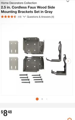 2.5 in. Cordless Faux Wood Side Mounting Brackets Set in Gray