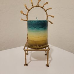 Vintage 1990s Radiant Sunburst Celestial Chair Candle Holder Includes Large Candle