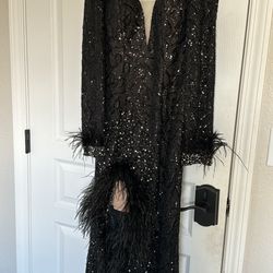 Feather Black Sequin Dress