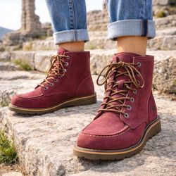 Carhartt Women's 6" Moc Toe Wedge Work Boots - Burgundy Nubuck Leather (FW6023W)