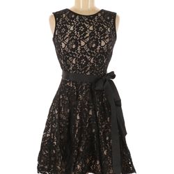 Betsy & Adam Black Lace Sleeveless Cocktail Dress