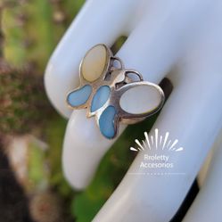Sterling Silver 925 Ring Butterfly Design With Opal Stone 