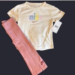 Nike Cream Color T-shirt & Leggings 24months