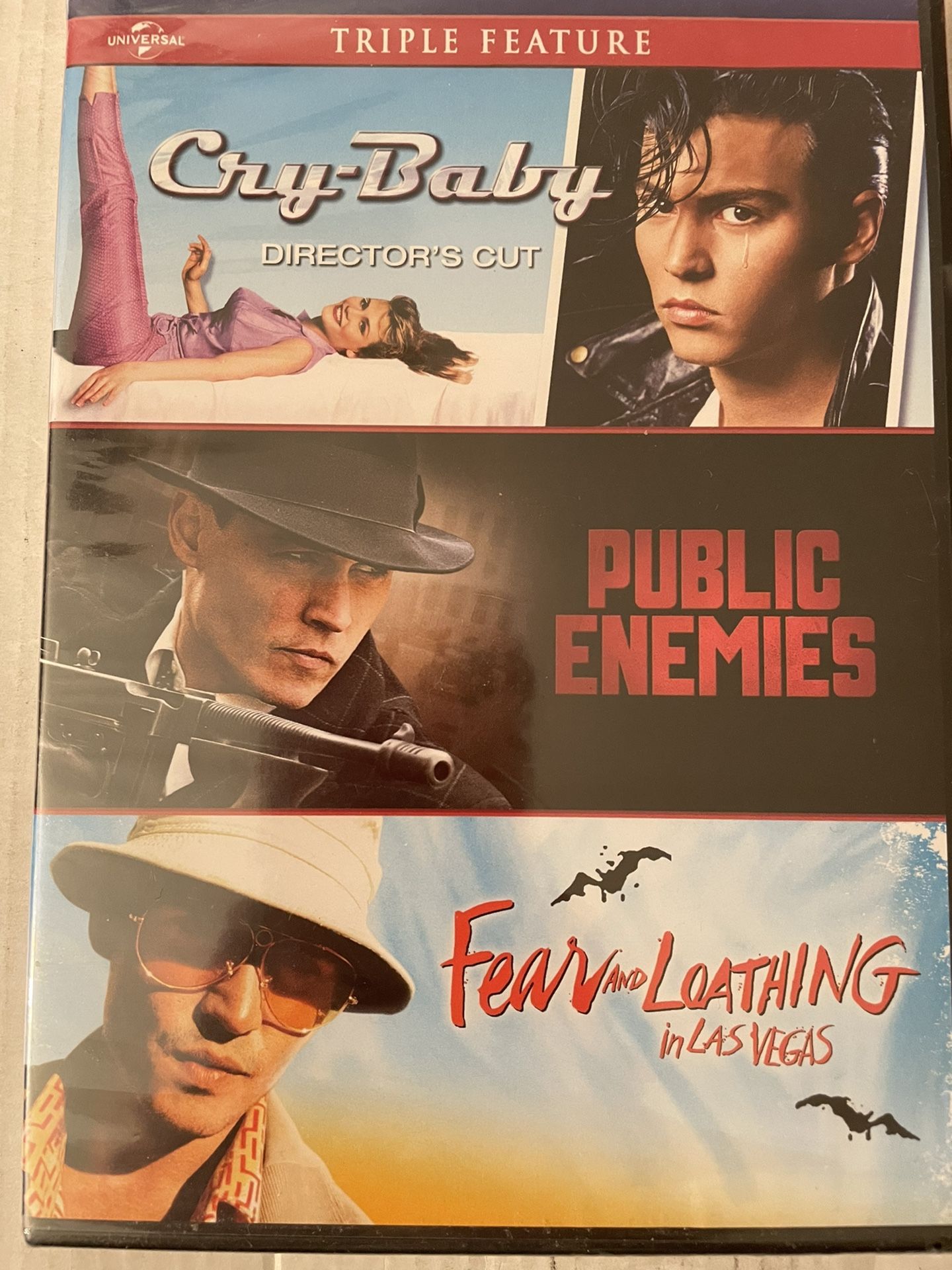 CRY-BABY / PUBLIC ENEMIES / FEAR AND LOATHING IN LAS VEGAS TRIPLE FEATURE (DVD) NEW 