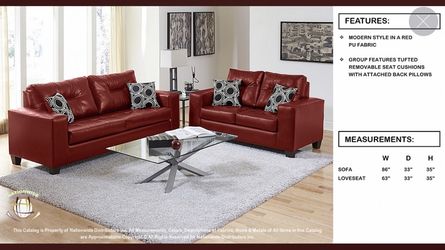 Red Sofa and loveseat