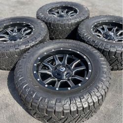 Chevy GM Toyota Ram Fuel Vandal 18” Wheels And 33” Nitto Ridgerappler Tires Rims Rines
