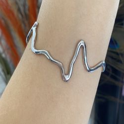 S925 Silver irregular cuff Bracelet For Women Girls 
