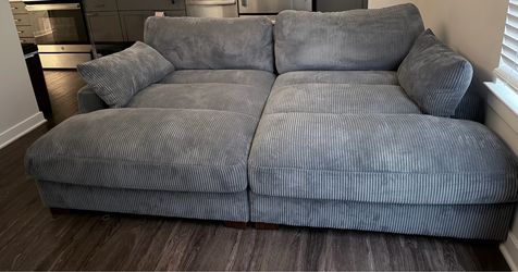 90” Grey Corduroy Sleeper Sofa