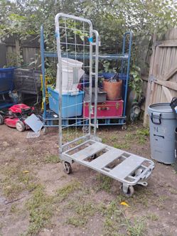Heavy Duty Metal Platform Cart with Wire Back