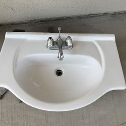 Bathroom Sink, White Porcelain
