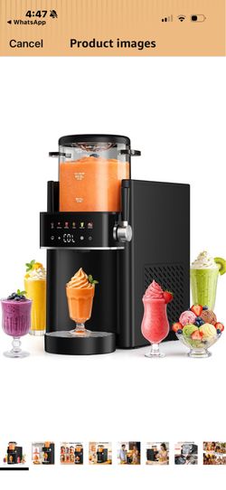Slushie Machine, Frozen Drink and Ice Cream Machine for Home, Black Slushy Margarita Frozen Drink Soft Serve Ice Cream Machine, 6 Preset, No Ice Neede