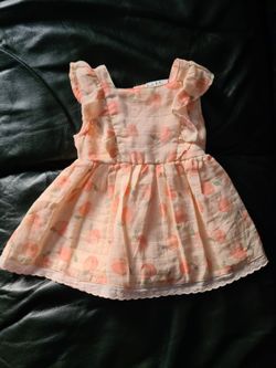 Baby Girl Peach Print Ruffle Dress