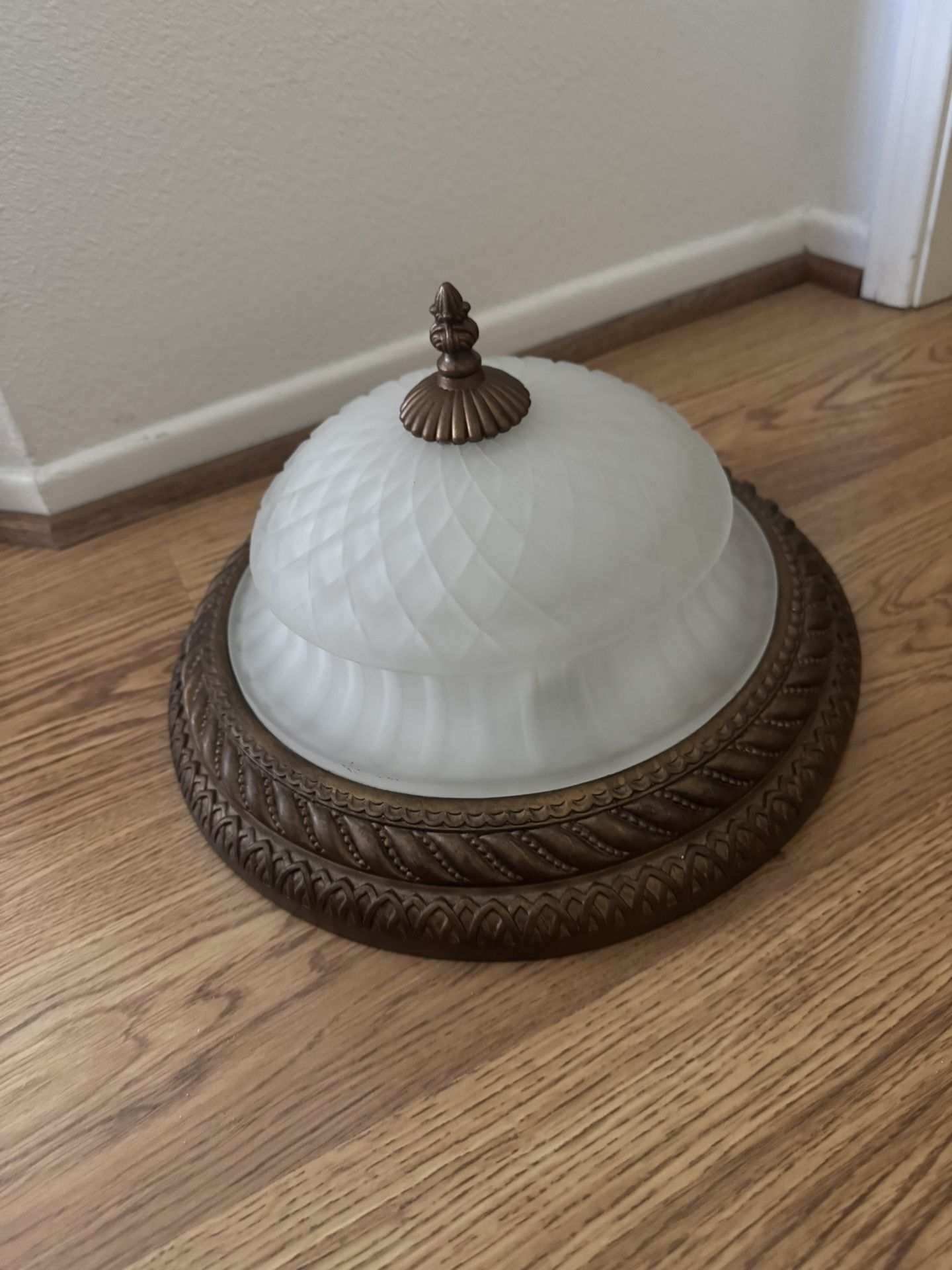 13.5” 2 Lights Flush Mount Ceiling Light Bronze Finish Frosted Glass Shade