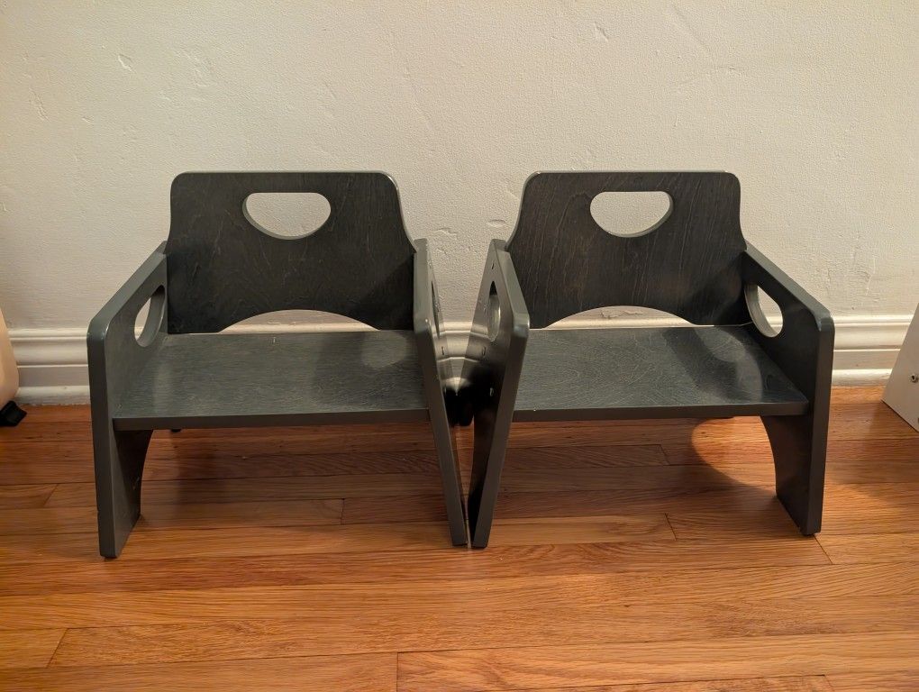ECR4Kids Stackable Wooden Toddler Chairs Gray