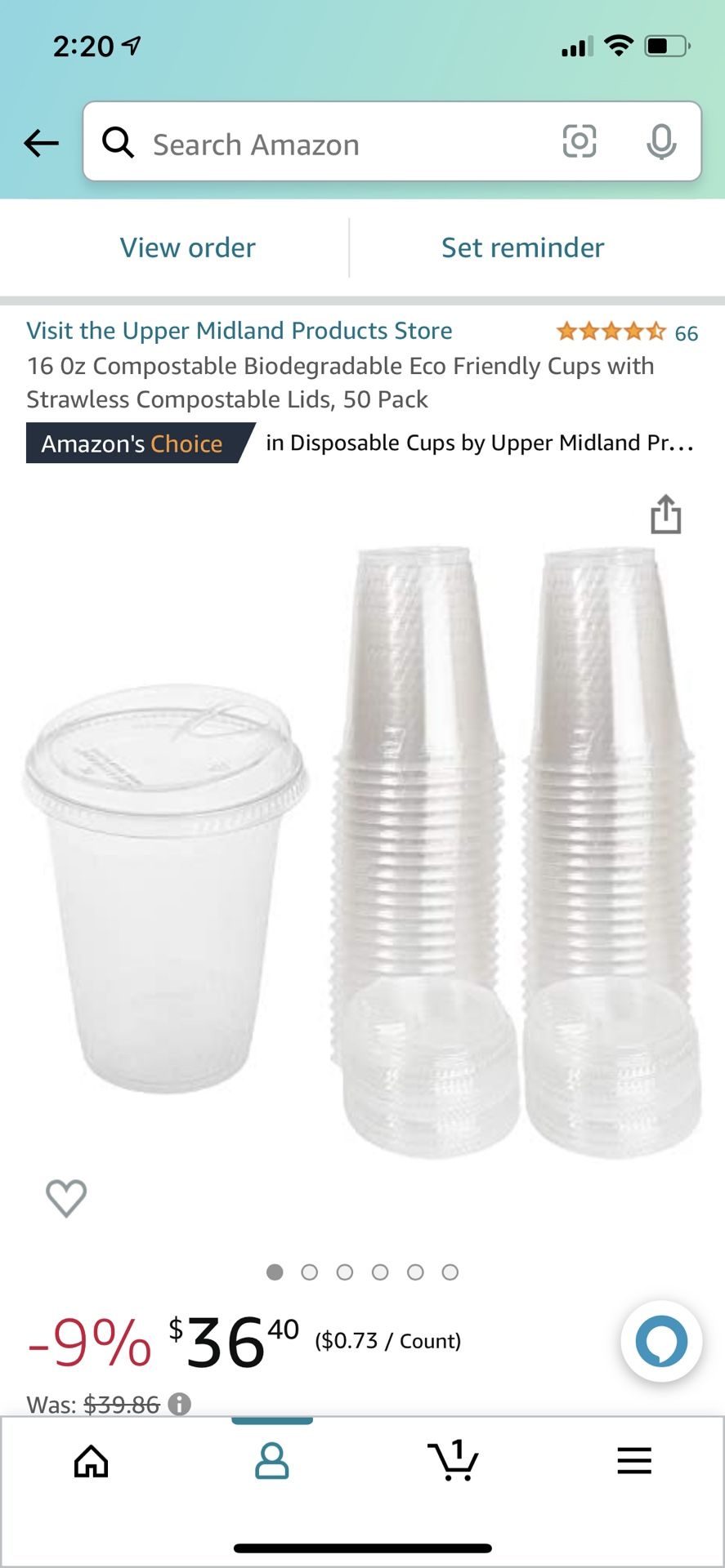 100 Compostable Biodegradable 16oz Cups 