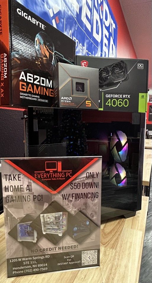 Custom Gaming PC (RTX 4060). Only $50 Down With No Credit Financing!