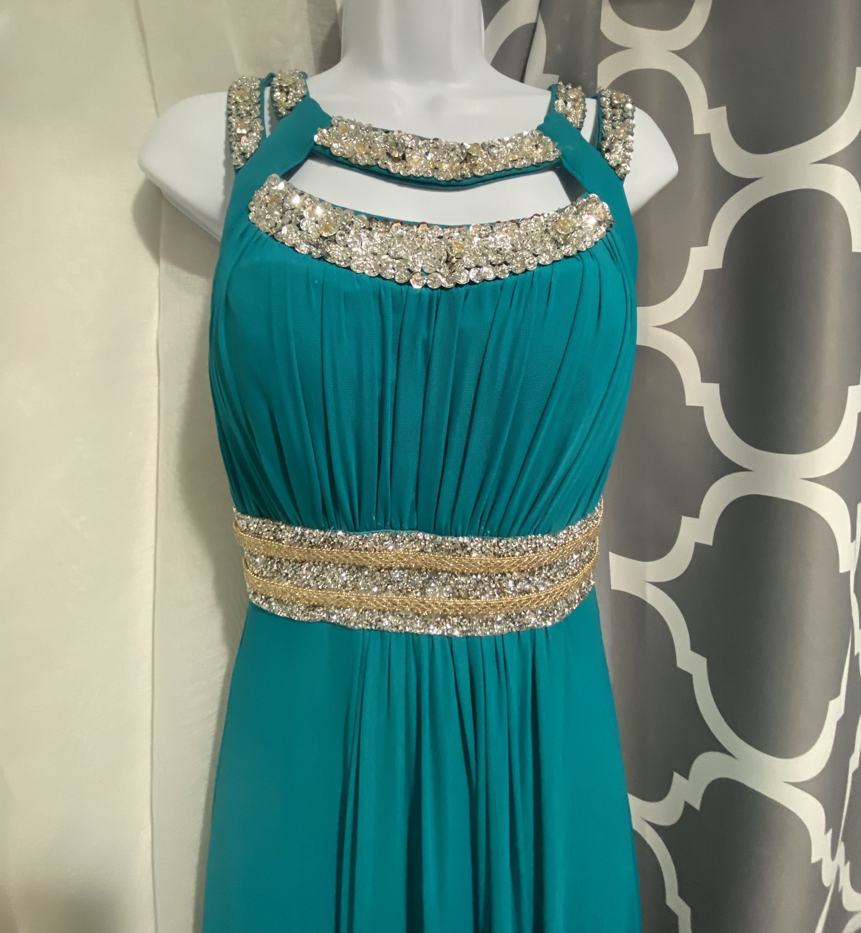 Turquoise Silver And Gold Party Dress 👗 Size Small