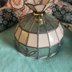 Pale Pink Stained Glass Lamp/Chandelier