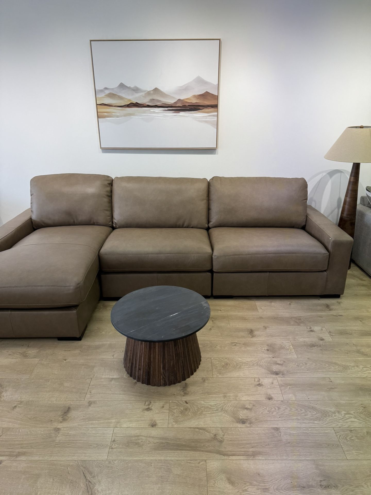 FREE DELIVERY New Leather Sectional And Chaise