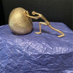 1970s MCM - Ted Arnold Signed  Gold Sisyphus Sculpture Paperweight