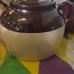 Two Tone Ceramic Crock with Lid