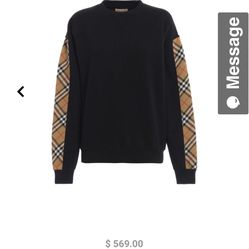 Burberry “Bronx Checkered Sleeve” Sweater Size M