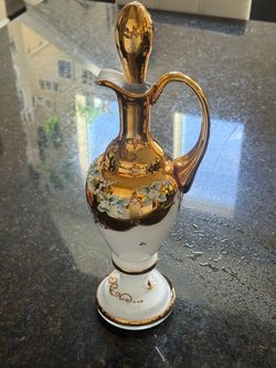 Large decanter made in the Czech Republic; Bohemian glass