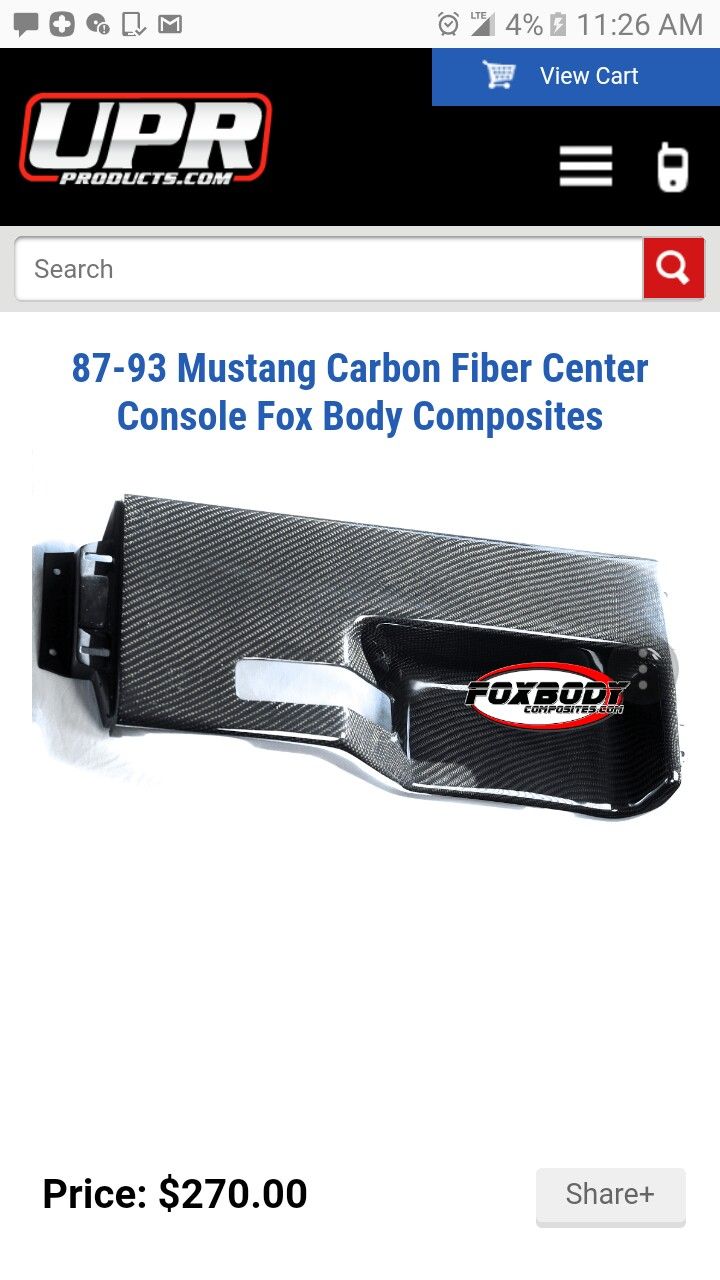 *New*87-93 Mustang Carbon Fiber Center Console Fox Body Composites