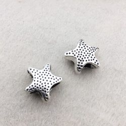 Silver Alloy Dots Star Spacer Charms (8pcs)