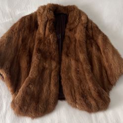 Vintage Fur Shawl With Pockets