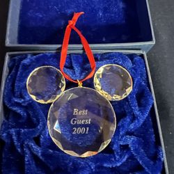 Vintage Disney Arribas Bros - Mickey Mouse 2001 Best Guest Crystal Ornament NIB