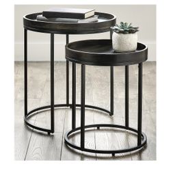 Better Homes & Gardens Tray Top Nesting Tables, Set Of 2, Dark Walnut