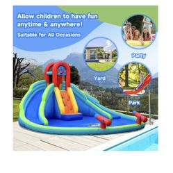Inflatable Waterslide Wet & Dry Bounce House w/Upgraded Handrail & 780W Blower