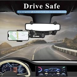 Car Phone Holder Mount, Rear View Mirror Phone Holder, 