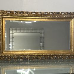 Mid Century Gild Wood Carved Mirror 29”x 51”