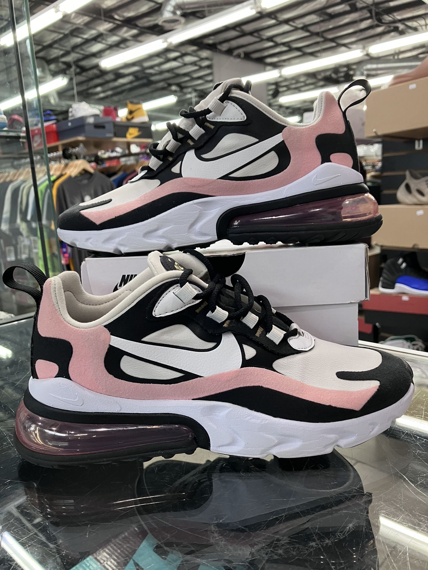 Women’s Nike Air Max 270 React Black White Bleached Coral