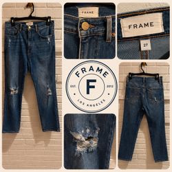 FRAME Distressed Straight Leg Jeans | Size 27 | Premium Designer Denim