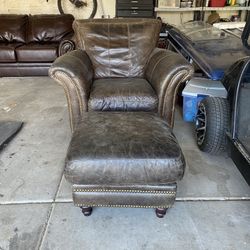 Leather Chair And Ottoman