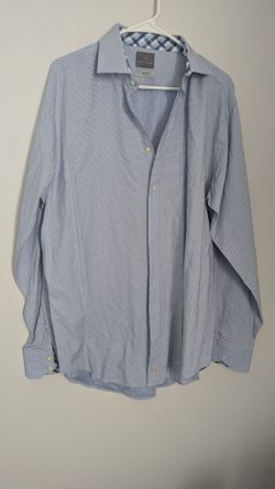 THOMAS DEAN Mens XL striped https://offerup.com/redirect/?o=THQuYmx1ZQ== check print pima cotton dress shirt