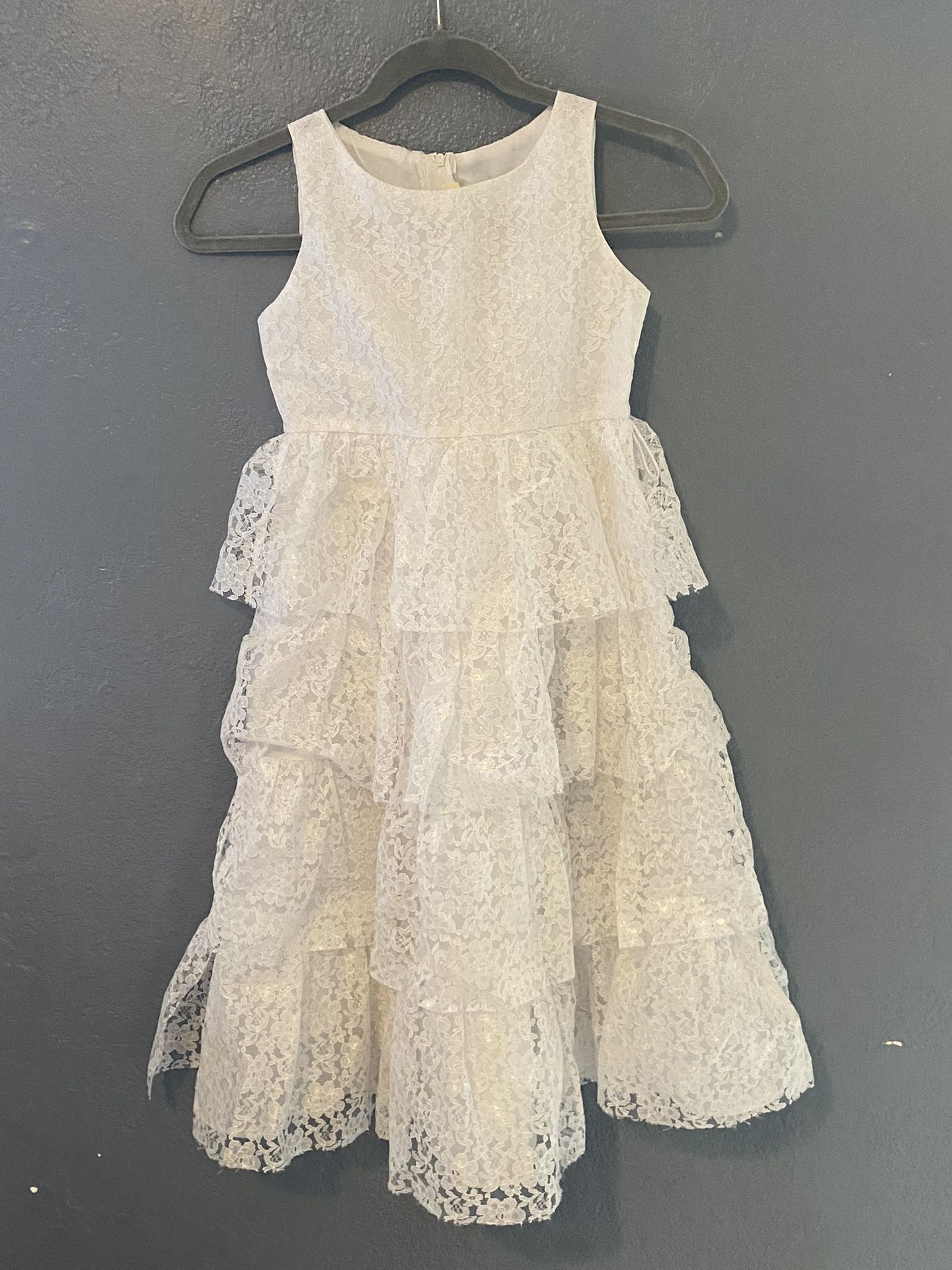 White Flower Lace Kid Dress