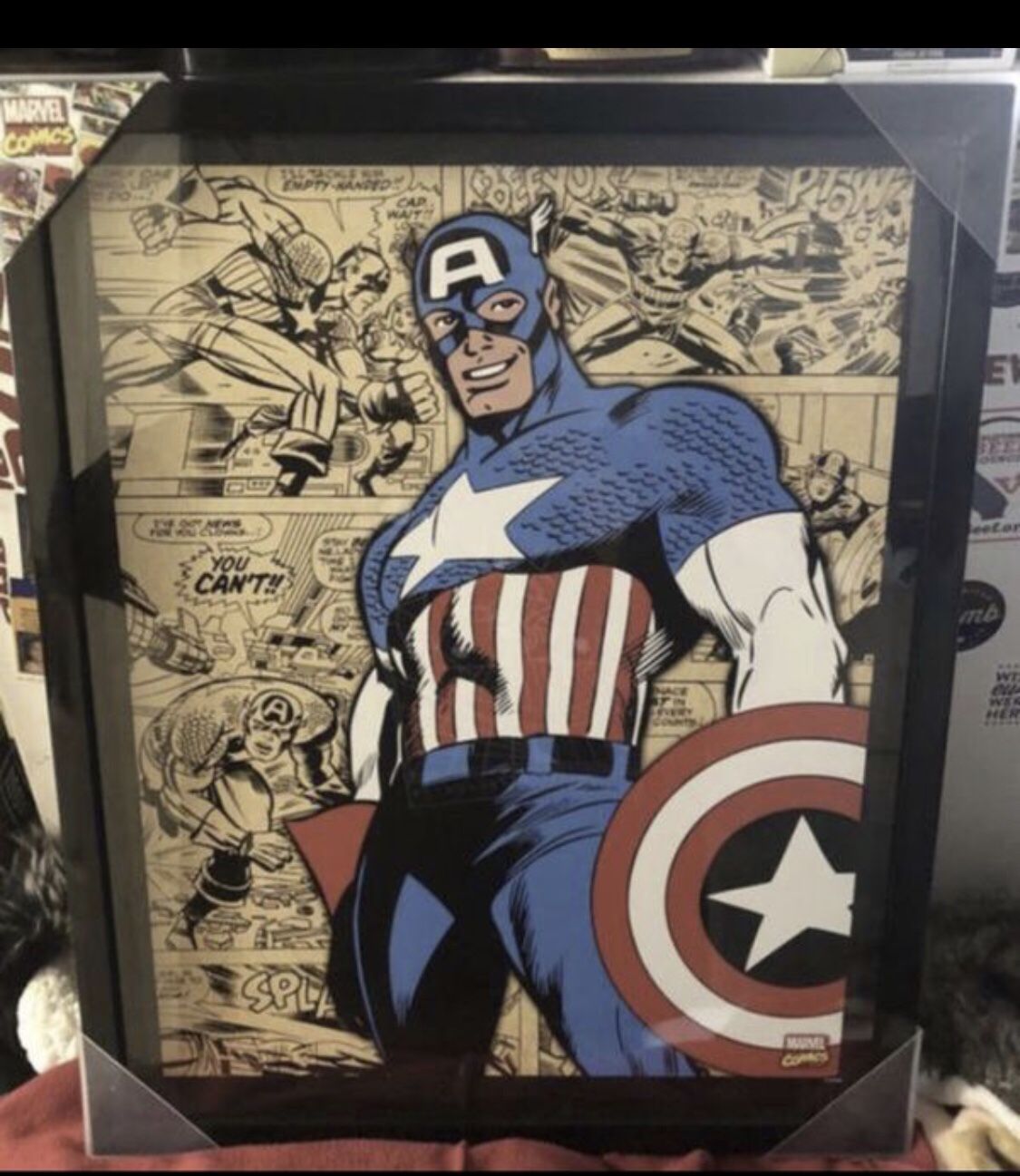 New captain America pix in a glass frame very nice collection collectibles new $$30