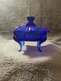 Vintage Cobalt Blue Powder Box